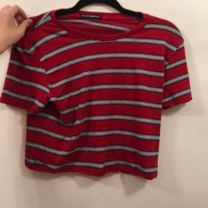 Brandy Melville Black/White/Red Cropped T-Shirt